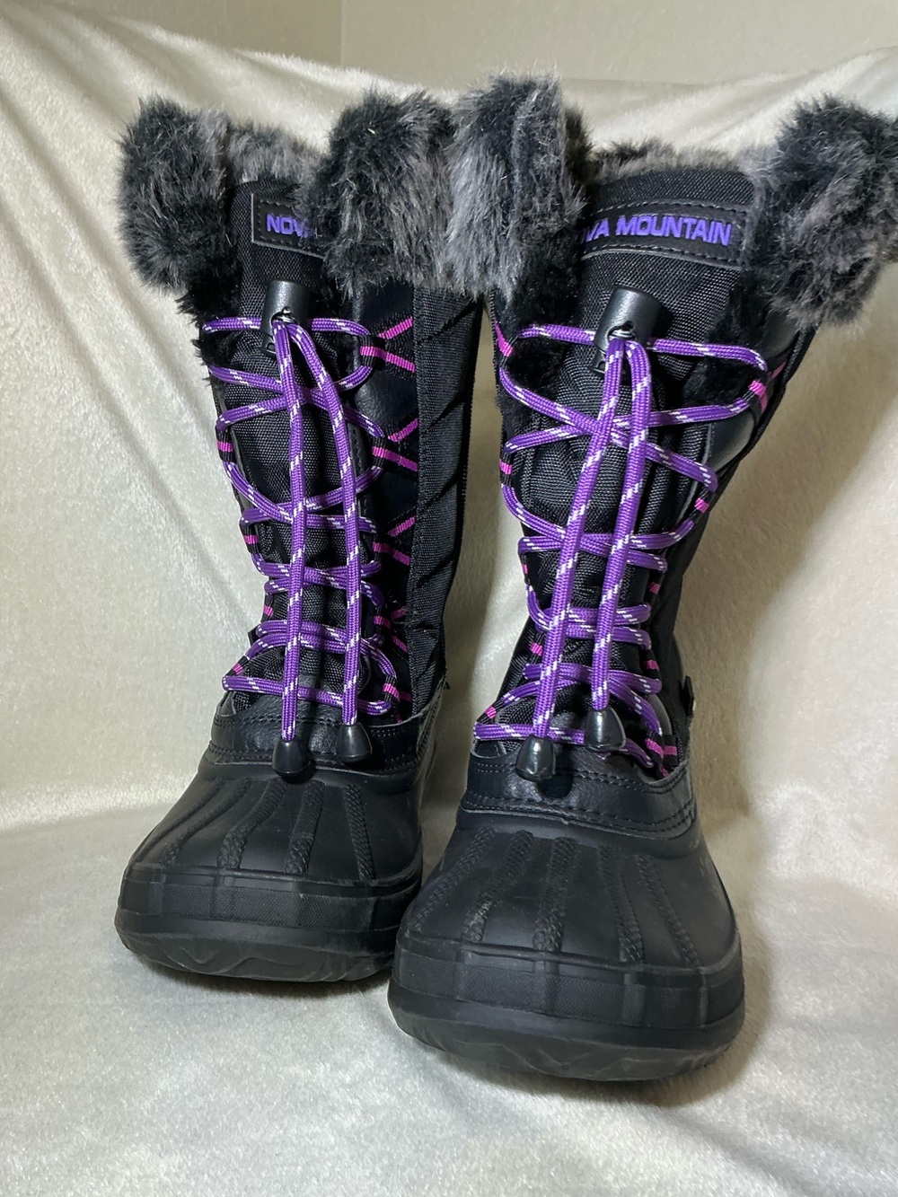 NEW! Nova Mountain Black Faux-Fur Winter Boots Girls Size 4 NWOT - Picture 8 of 12